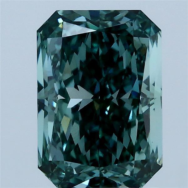 2.14 Carat Radiant Lab Grown Diamond, Fancy Vivid Green Color, VS1 Clarity