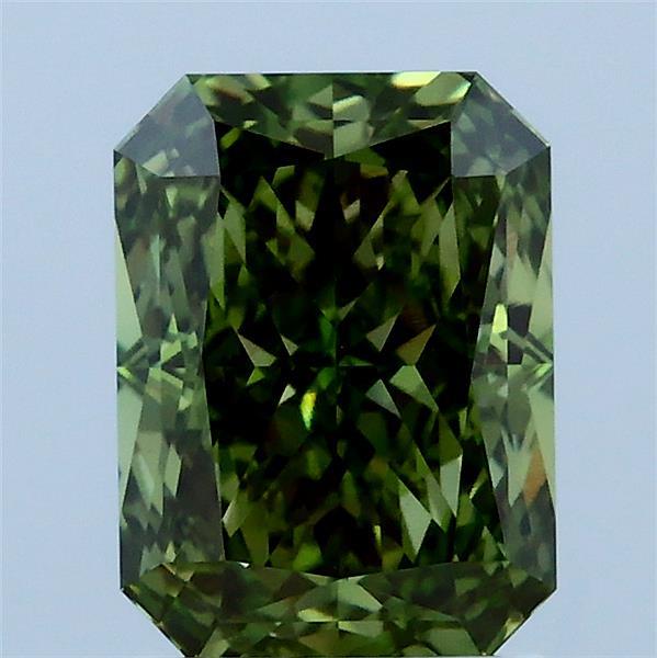 2.09 Carat Radiant Lab Grown Diamond, Fancy Vivid Green Color, VVS2 Clarity