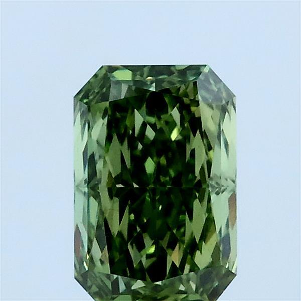 1.03 Carat Radiant Lab Grown Diamond, Fancy Vivid Green Color, VS1 Clarity