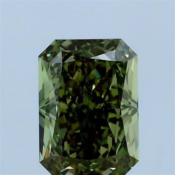 1.11 Carat Radiant Lab Grown Diamond, Fancy Vivid Green Color, VS1 Clarity