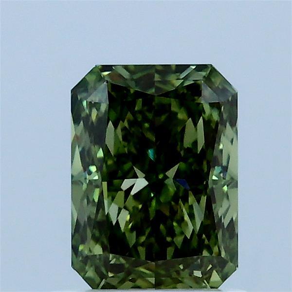 1.06 Carat Radiant Lab Grown Diamond, Fancy Vivid Green Color, VS1 Clarity
