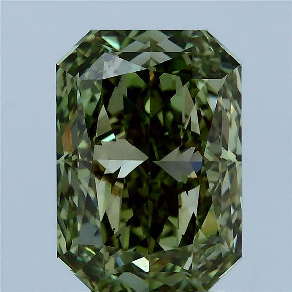 3.10 Carat Radiant Lab Grown Diamond, Fancy Vivid Green Color, VS2 Clarity