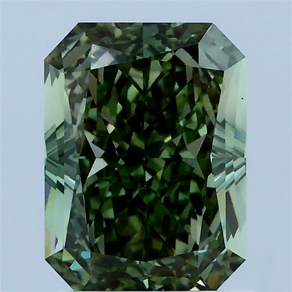 1.93 Carat Radiant Lab Grown Diamond, Fancy Vivid Green Color, VS1 Clarity