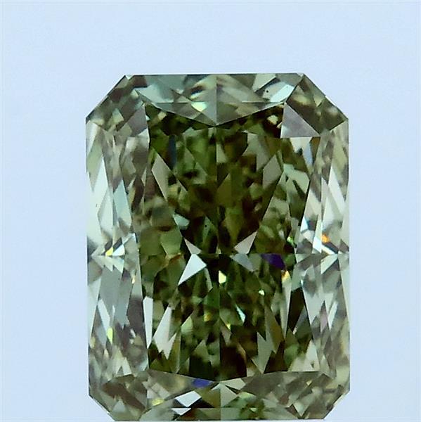 2.01 Carat Radiant Lab Grown Diamond, Fancy Intense Green Color, VS2 Clarity