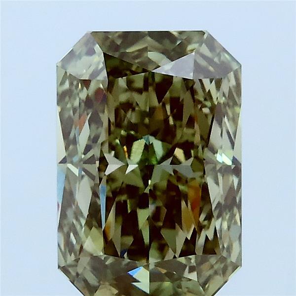 2.00 Carat Radiant Lab Grown Diamond, Fancy Intense Green Color, VVS2 Clarity