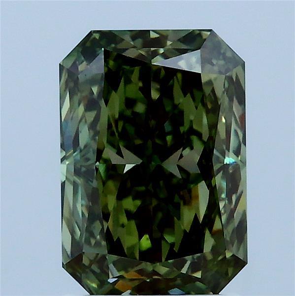 2.08 Carat Radiant Lab Grown Diamond, Fancy Vivid Green Color, VS1 Clarity