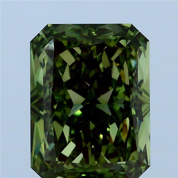 4.01 Carat Radiant Lab Grown Diamond, Fancy Vivid Green Color, VS1 Clarity