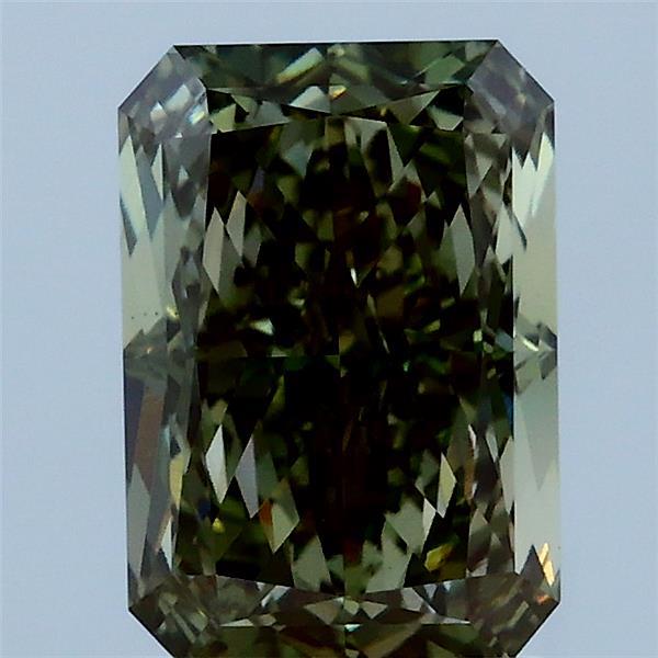 2.08 Carat Radiant Lab Grown Diamond, Fancy Intense Green Color, VS1 Clarity