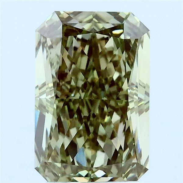 2.03 Carat Radiant Lab Grown Diamond, Fancy Intense Green Color, VVS2 Clarity