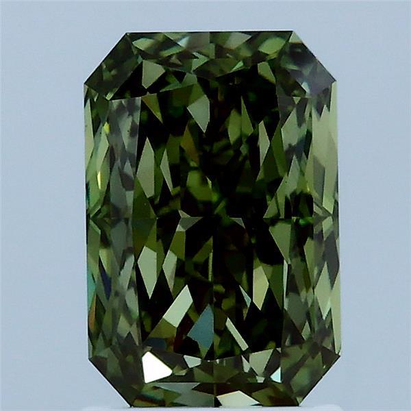 2.03 Carat Radiant Lab Grown Diamond, Fancy Vivid Green Color, VS1 Clarity
