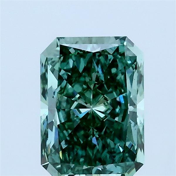 1.00 Carat Radiant Lab Grown Diamond, Fancy Vivid Green Color, VS2 Clarity