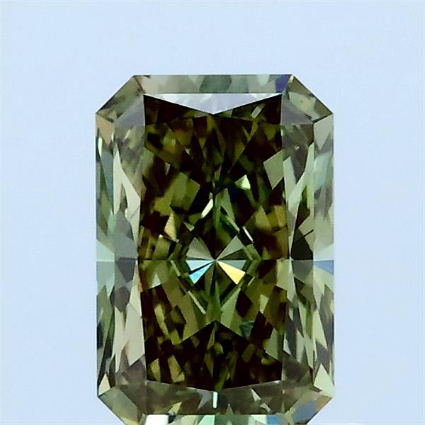 1.00 Carat Radiant Lab Grown Diamond, Fancy Vivid Green Color, VVS2 Clarity