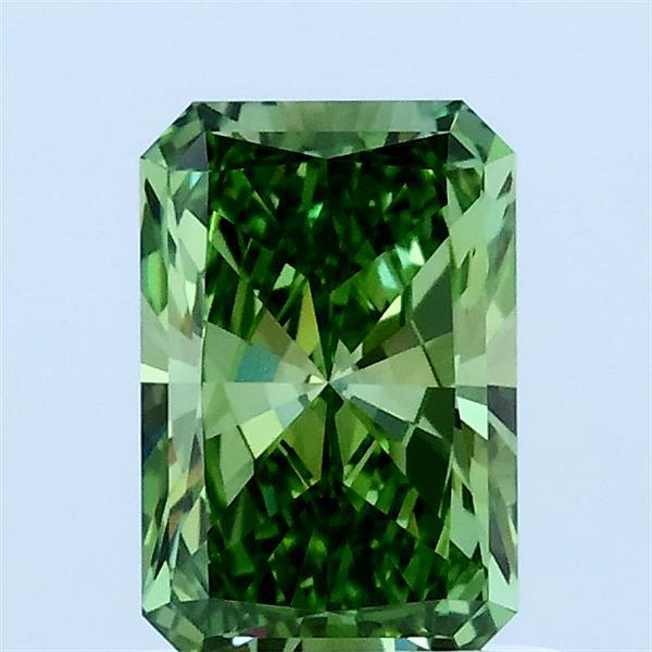 1.02 Carat Radiant Lab Grown Diamond, Fancy Vivid Green Color, VVS2 Clarity