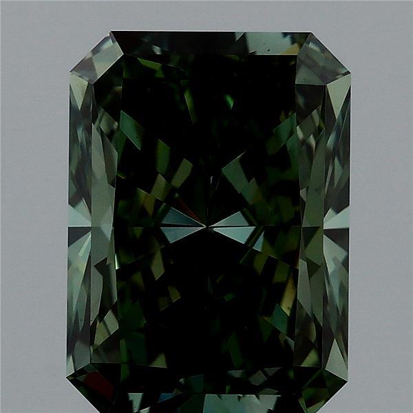 3.00 Carat Radiant Lab Grown Diamond, Fancy Vivid Green Color, VS1 Clarity