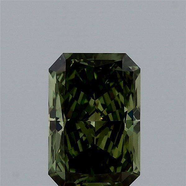 1.00 Carat Radiant Lab Grown Diamond, Fancy Vivid Green Color, VS1 Clarity