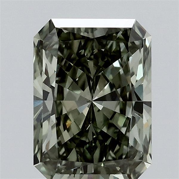 1.44 Carat Radiant Lab Grown Diamond, Fancy Vivid Green Color, VS1 Clarity