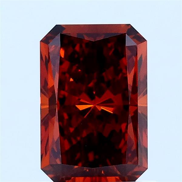 1.13 Carat Radiant Lab Grown Diamond, Fancy Deep Orange Color, VS1 Clarity