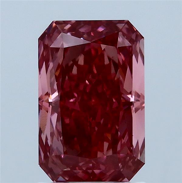 2.02 Carat Radiant Lab Grown Diamond, Fancy Vivid Pink Color, VS1 Clarity