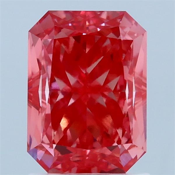 2.03 Carat Radiant Lab Grown Diamond, Fancy Vivid Pink Color, VVS2 Clarity