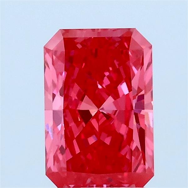 1.01 Carat Radiant Lab Grown Diamond, Fancy Vivid Pink Color, VVS2 Clarity