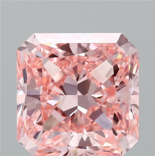 3.03 Carat Radiant Lab Grown Diamond, Fancy Vivid Pink Color, VS1 Clarity