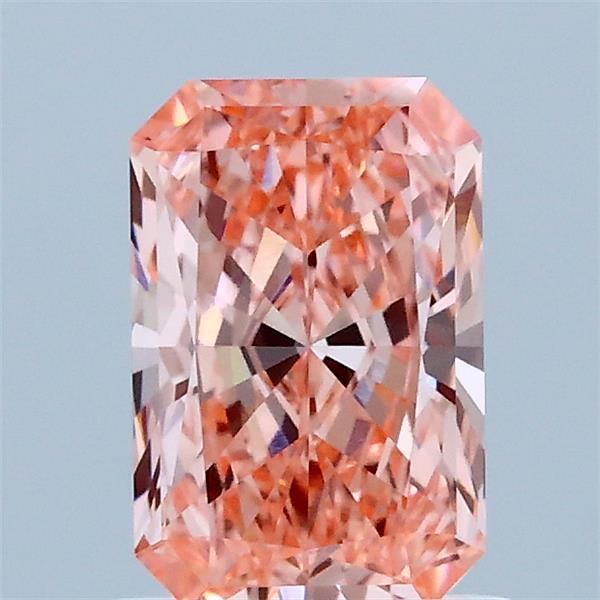1.07 Carat Radiant Lab Grown Diamond, Fancy Vivid Pink Color, VVS2 Clarity