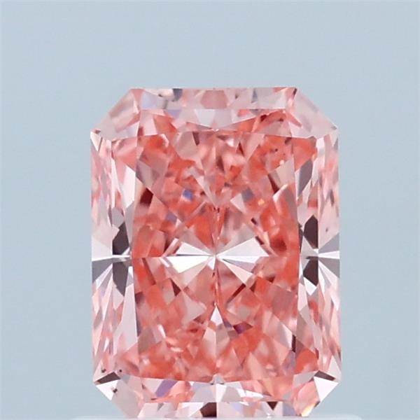 1.00 Carat Radiant Lab Grown Diamond, Fancy Vivid Pink Color, VS2 Clarity