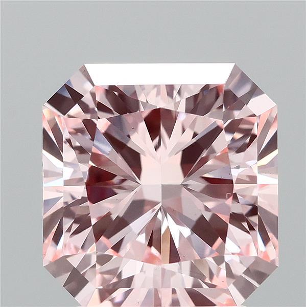 2.71 Carat Radiant Lab Grown Diamond, Fancy Vivid Pink Color, VS1 Clarity