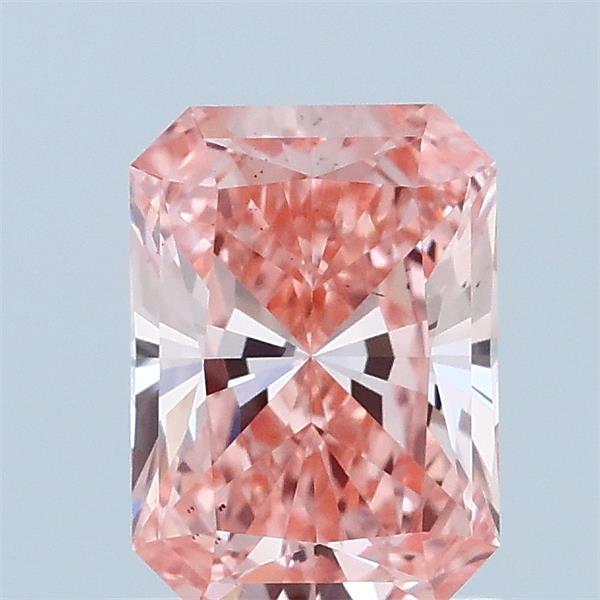 1.01 Carat Radiant Lab Grown Diamond, Fancy Vivid Pink Color, VS2 Clarity