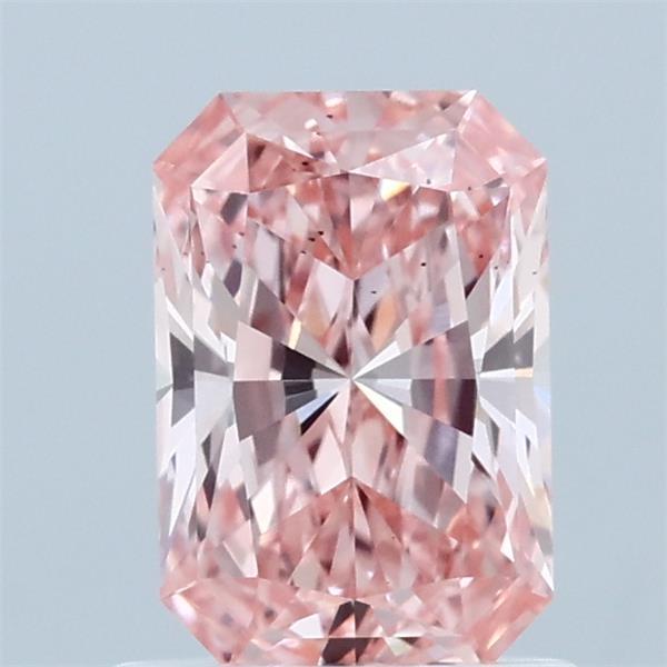 1.02 Carat Radiant Lab Grown Diamond, Fancy Vivid Pink Color, VS2 Clarity