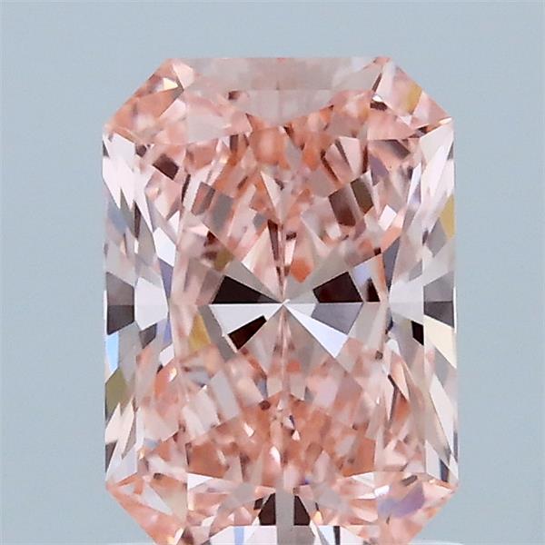 1.35 Carat Radiant Lab Grown Diamond, Fancy Vivid Pink Color, VVS2 Clarity