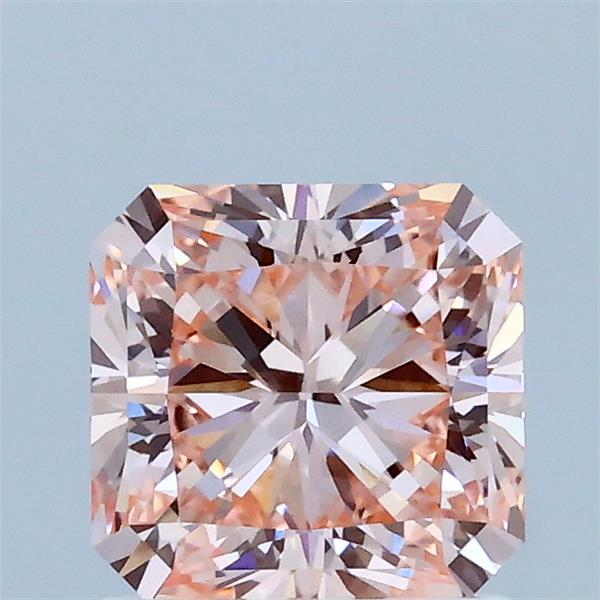 1.23 Carat Radiant Lab Grown Diamond, Fancy Intense Pink Color, VVS2 Clarity