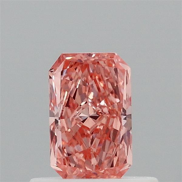 0.50 Carat Radiant Lab Grown Diamond, Fancy Vivid Orangy Pink Color, VVS2 Clarity