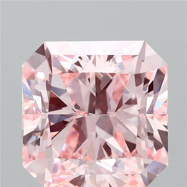 2.91 Carat Radiant Lab Grown Diamond, Fancy Vivid Pink Color, VS1 Clarity