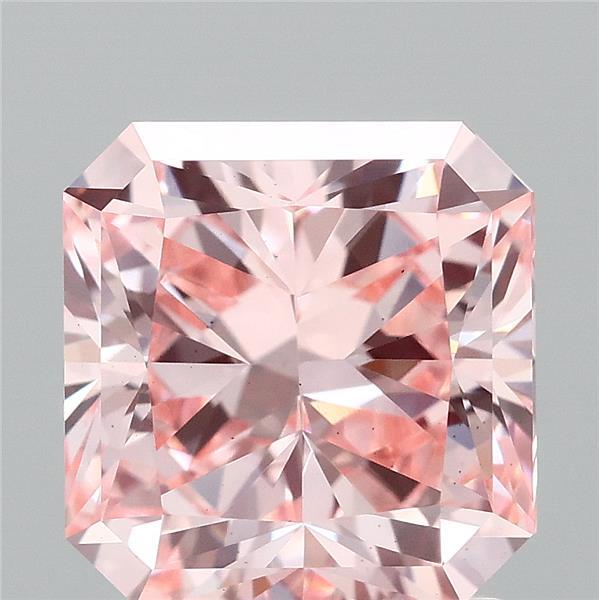 2.03 Carat Radiant Lab Grown Diamond, Fancy Intense Pink Color, VS1 Clarity