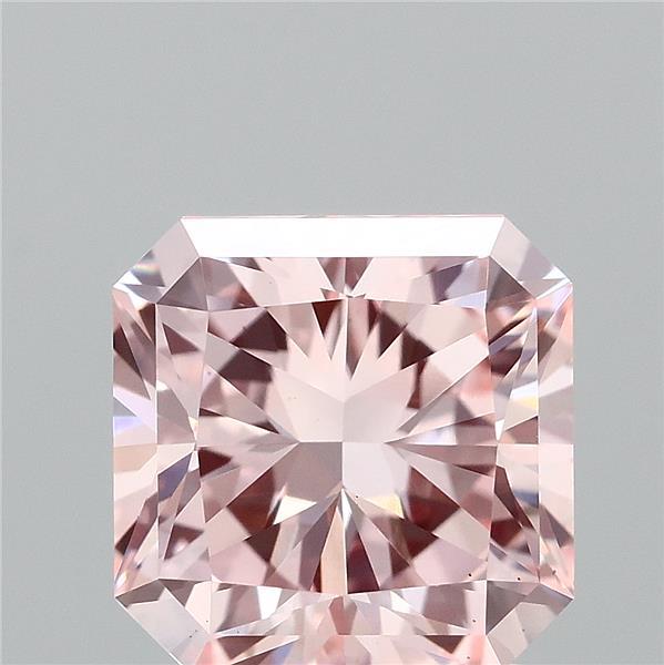 2.02 Carat Radiant Lab Grown Diamond, Fancy Intense Pink Color, VS1 Clarity