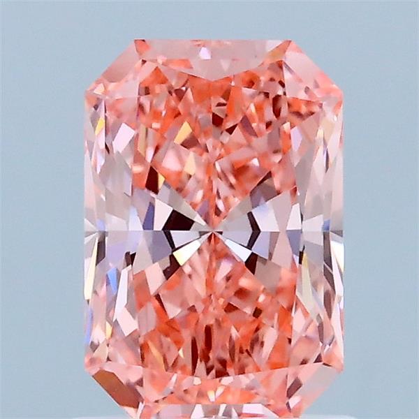 1.15 Carat Radiant Lab Grown Diamond, Fancy Vivid Pink Color, VVS2 Clarity