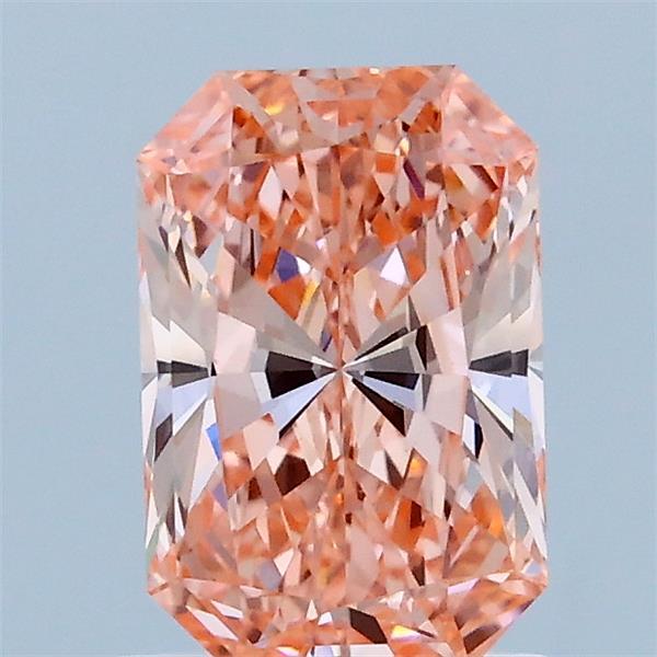 1.14 Carat Radiant Lab Grown Diamond, Fancy Vivid Pink Color, VS1 Clarity