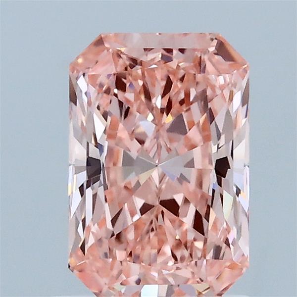 1.13 Carat Radiant Lab Grown Diamond, Fancy Vivid Pink Color, VS1 Clarity