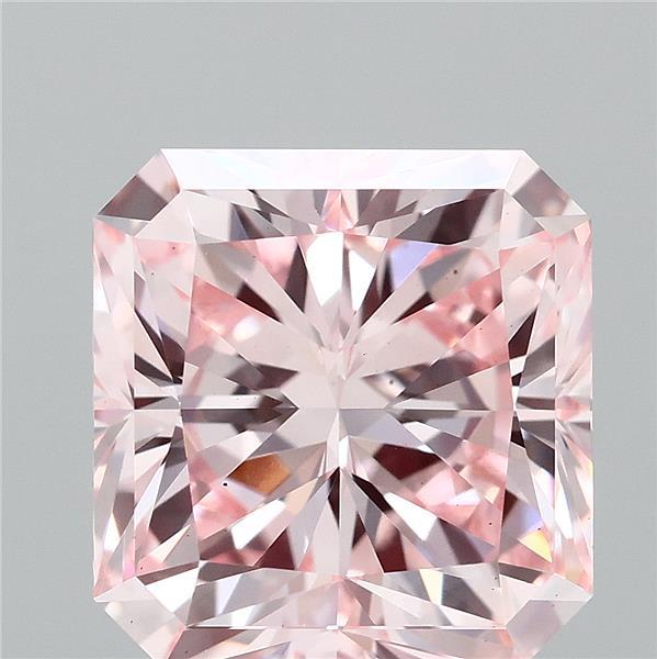 2.89 Carat Radiant Lab Grown Diamond, Fancy Intense Pink Color, VS1 Clarity