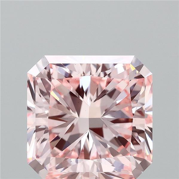 2.99 Carat Radiant Lab Grown Diamond, Fancy Intense Pink Color, VS2 Clarity