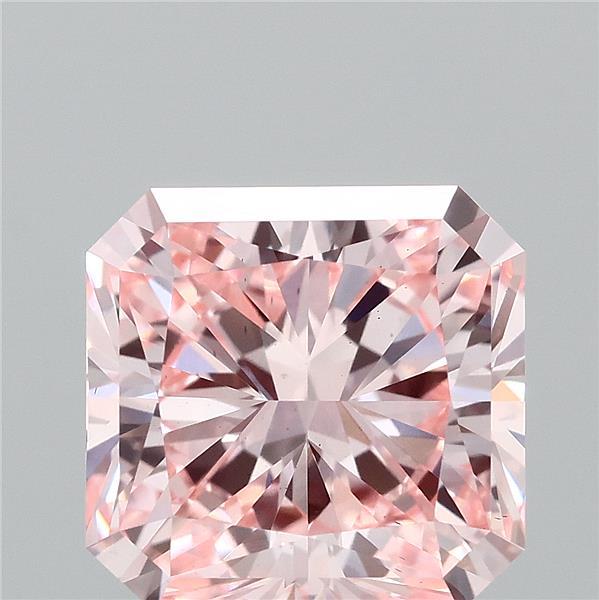 2.16 Carat Radiant Lab Grown Diamond, Fancy Vivid Pink Color, VS2 Clarity