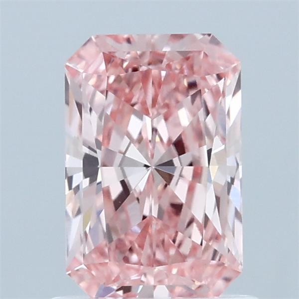 1.07 Carat Radiant Lab Grown Diamond, Fancy Vivid Pink Color, VVS2 Clarity