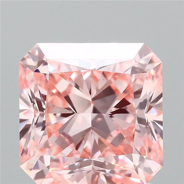 2.00 Carat Radiant Lab Grown Diamond, Fancy Vivid Pink Color, VS1 Clarity