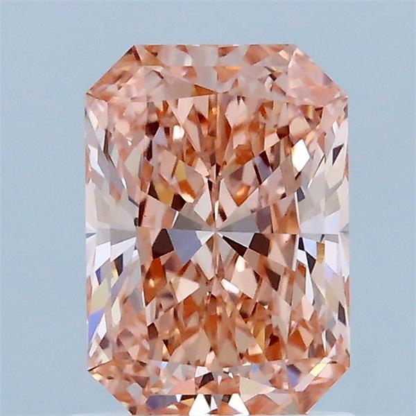 1.24 Carat Radiant Lab Grown Diamond, Fancy Intense Pink Color, VS1 Clarity