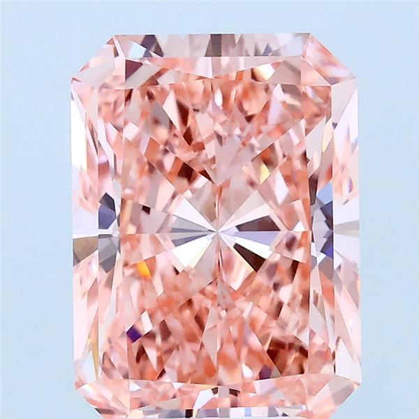 3.02 Carat Radiant Lab Grown Diamond, Fancy Vivid Pink Color, VVS2 Clarity