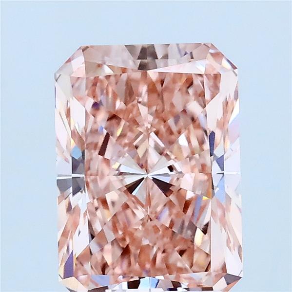 2.00 Carat Radiant Lab Grown Diamond, Fancy Vivid Pink Color, VVS2 Clarity