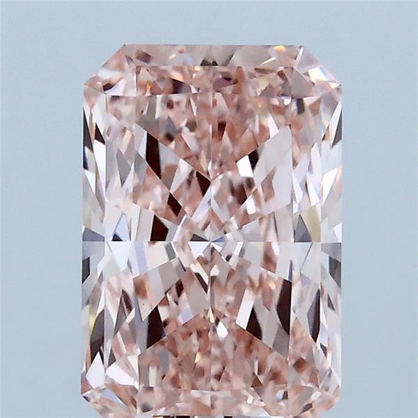 2.03 Carat Radiant Lab Grown Diamond, Fancy Intense Pink Color, VVS2 Clarity