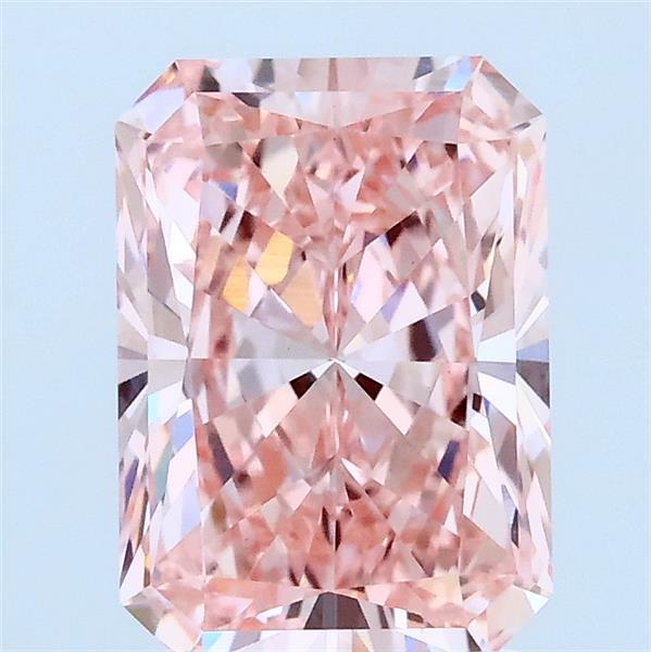 2.26 Carat Radiant Lab Grown Diamond, Fancy Vivid Pink Color, VS1 Clarity