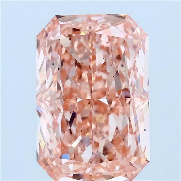2.03 Carat Radiant Lab Grown Diamond, Fancy Vivid Pink Color, VS2 Clarity